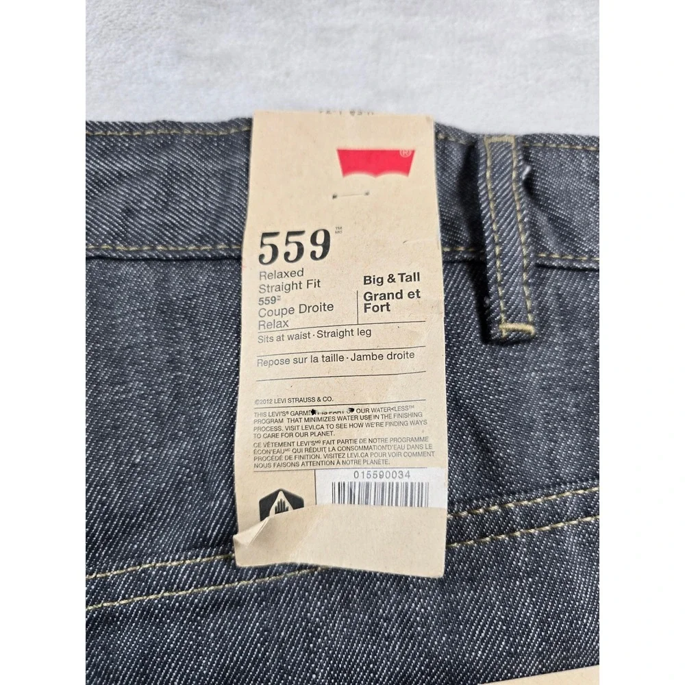 Levi's 559 Jeans Mens 50x34 Big Tall Dark Wash Blue Denim Relaxed Straight Fit